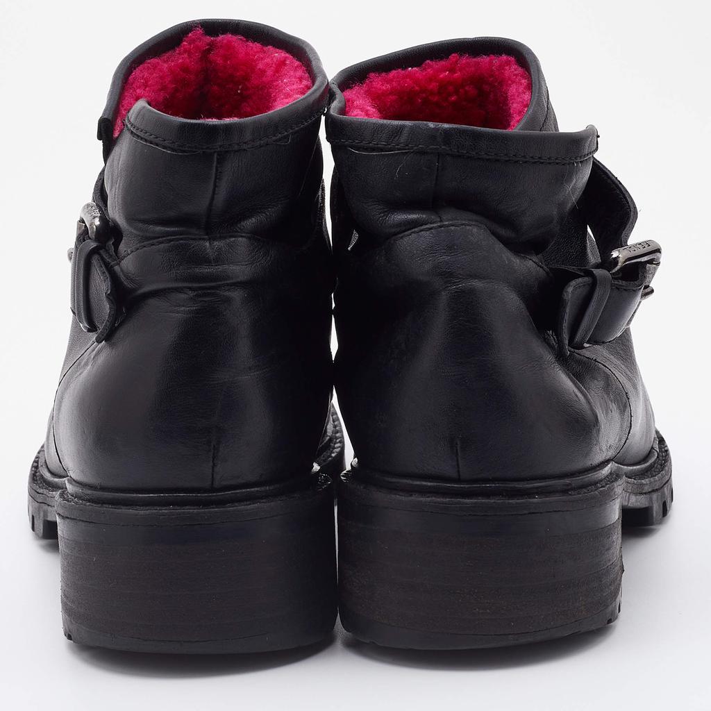Fendi Black Leather Combat Ankle Boots Size 37商品第5张图片规格展示