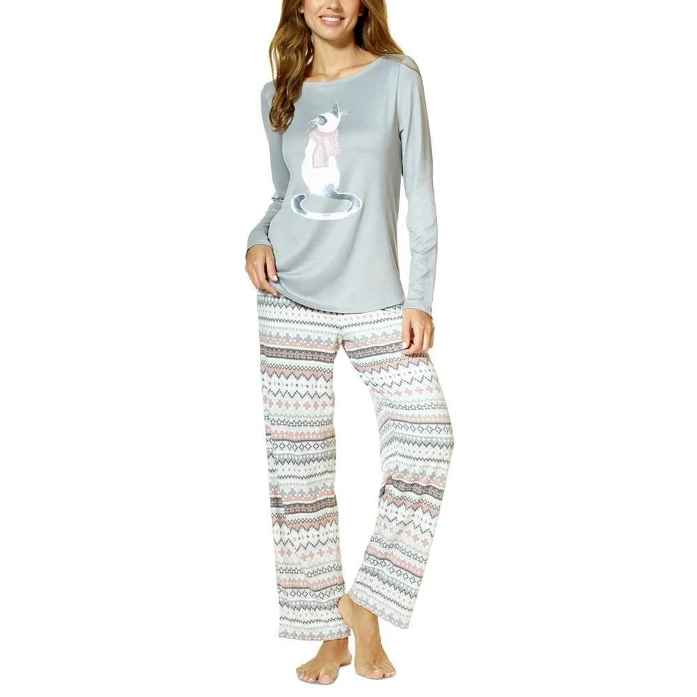 商品Hue|Women's Skaters Bouquet Long-Sleeve T-Shirt and Pajama Pants Set,价格¥152,第1张图片