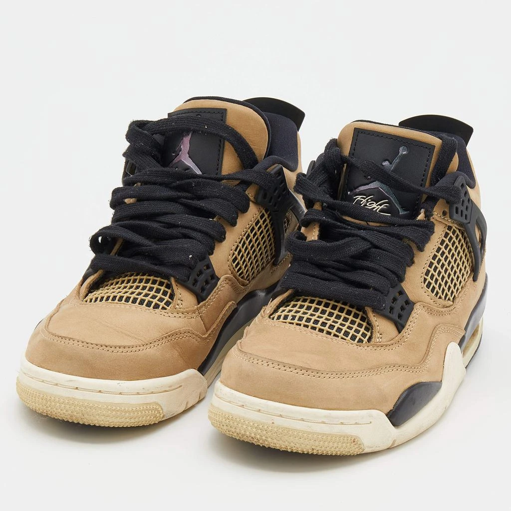 商品[二手商品] Jordan|Air Jordans Beige/Black Nubuck Leather and Rubber Retro 4 High Top Sneakers Size 37.5,价格¥1603,第2张图片详细描述