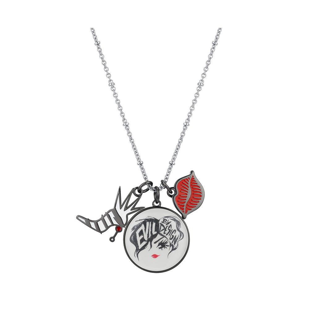 Faux Rhodium Plated Cruella "Evil by Design" Charm Pendant Necklace, 16+2" Extender商品第1张图片规格展示