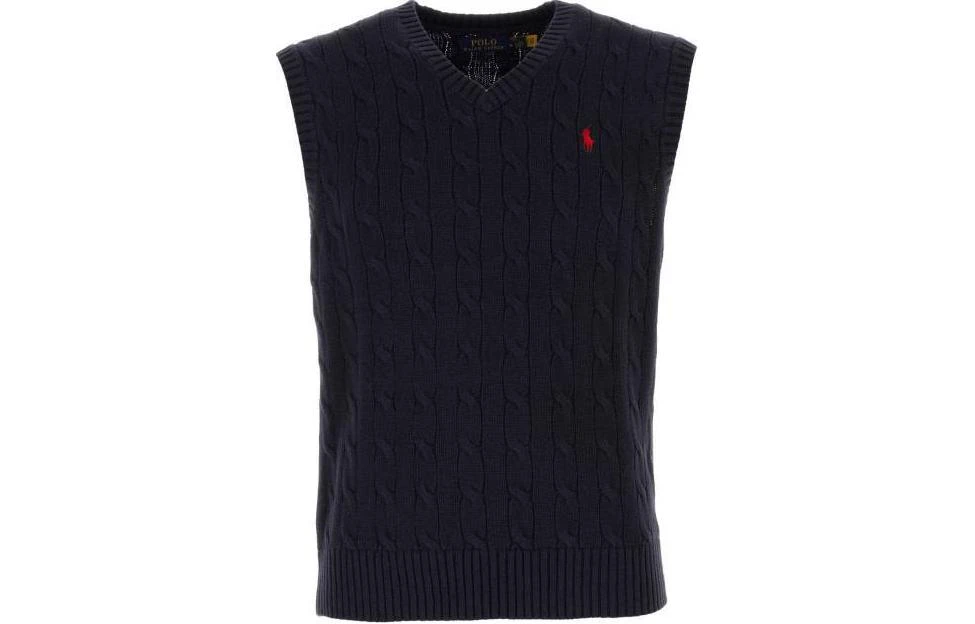 商品[国内直发] Ralph Lauren|[预售3天]小马图案绞花针织背心 男款 黑色,价格¥1166,第1张图片