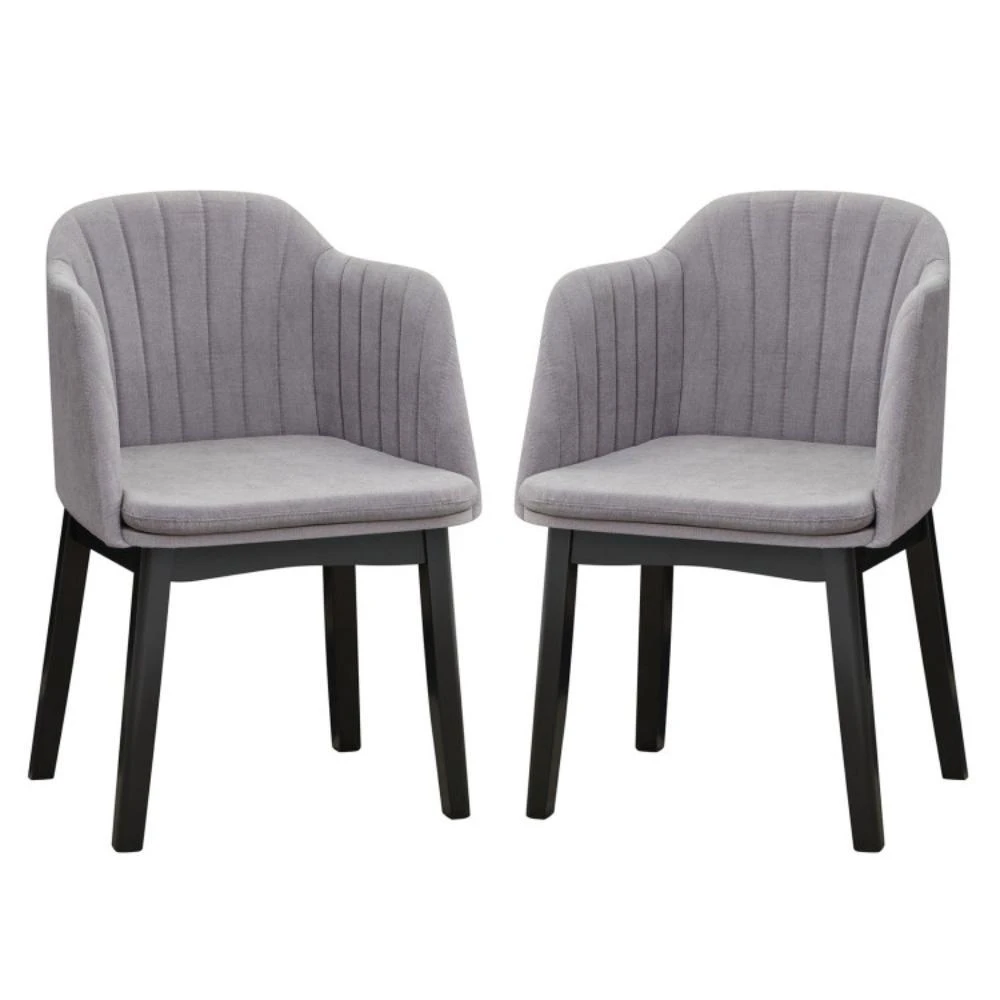 商品Hivvago|Upholstered Velvet Accent Modern Dining Chairs Set of 2 with Curved Backrests-Grey,价格¥1444,第1张图片