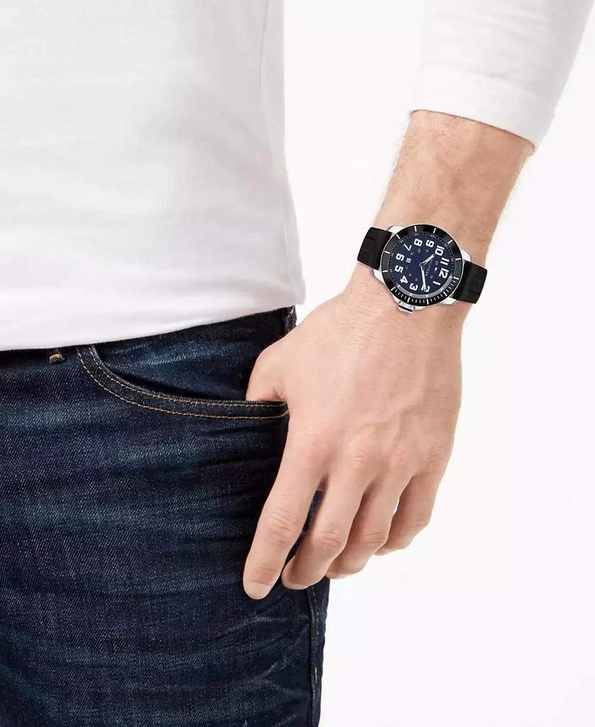 商品Tommy Hilfiger|Men's Black Silicone Strap Watch 44mm, Created for Macy's,价格¥361,第2张图片详细描述