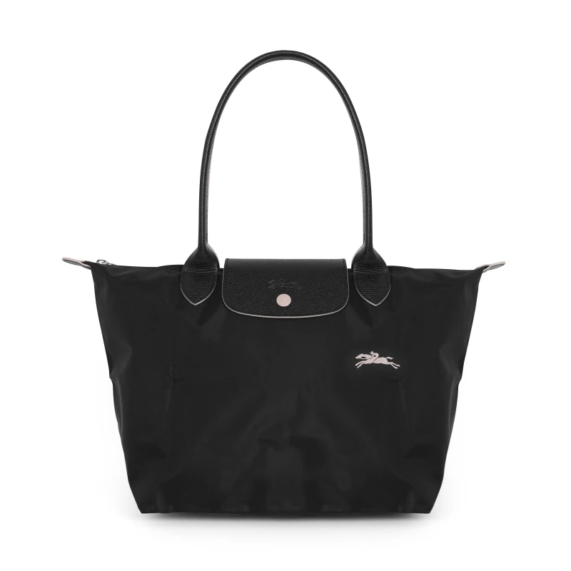 商品Longchamp|【SAvenue】LONGCHAMP 珑骧  织物长柄大容量购物袋饺子手提单肩包 中号长柄 女款 黑色(提示：保税仓货品一人不可超过5单) 3597921719076（2605619001-21F）,价格¥632,第1张图片