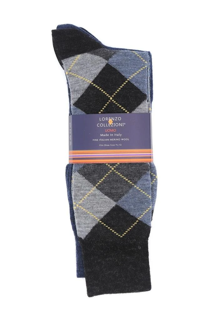 商品Lorenzo Uomo|Lorenzo Wool Pattern Socks - Pack of 3,价格¥166,第2张图片详细描述