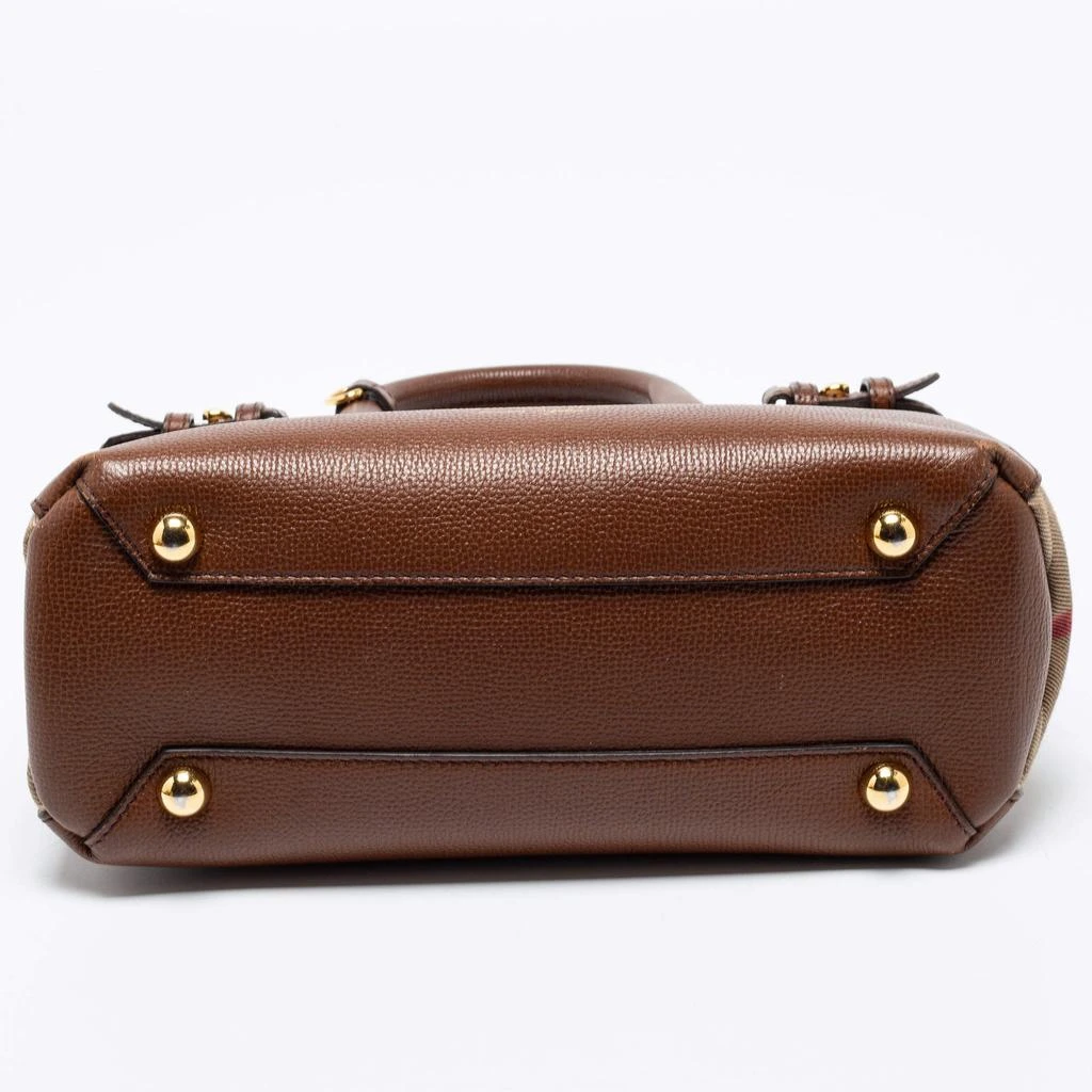 Burberry Brown Leather and House Check Fabric Small Banner Tote 商品