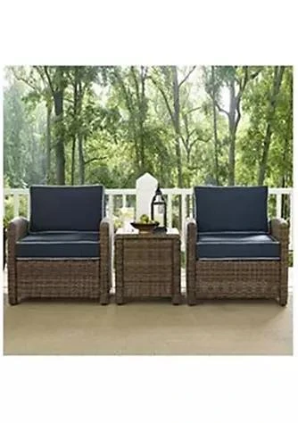 商品Modern Marketing Concepts|Marketing Concepts Modern Marketing Concepts Ko70052wb Nv Bradenton Outdoor Wicker Conversation Set With Navy Cushions   3 Piece,价格¥13854,第1张图片
