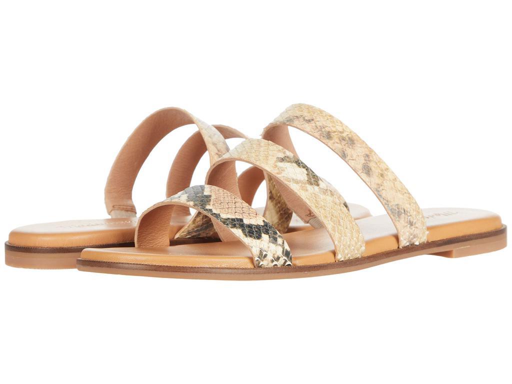 商品Madewell|Ilana 3 Strap Slide Sandal in Snake Embossed Leather,价格¥309,第1张图片