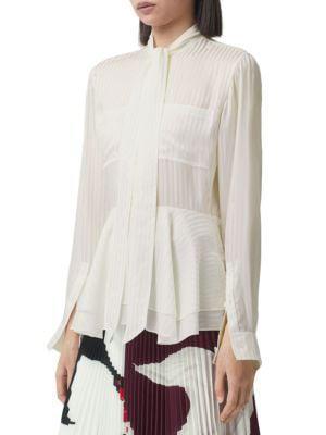 商品Burberry|Leah Striped Silk Peplum Blouse,价格¥3760,第5张图片详细描述