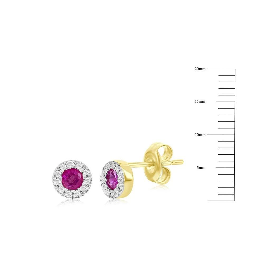 商品Simona|Ruby/ Sapphire and Diamond Round Stud Earrings with 14kt Yellow Gold,价格¥2833,第2张图片详细描述