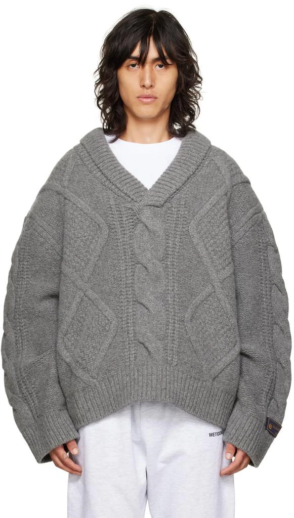 商品We11done|Gray Argyle Sweater,价格¥3987,第1张图片