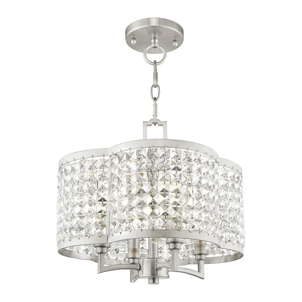 商品Livex Lighting|Four Light Brushed Nickel Convertible Mini Chandelier/Ceiling Mount,价格¥8702,第3张图片详细描述