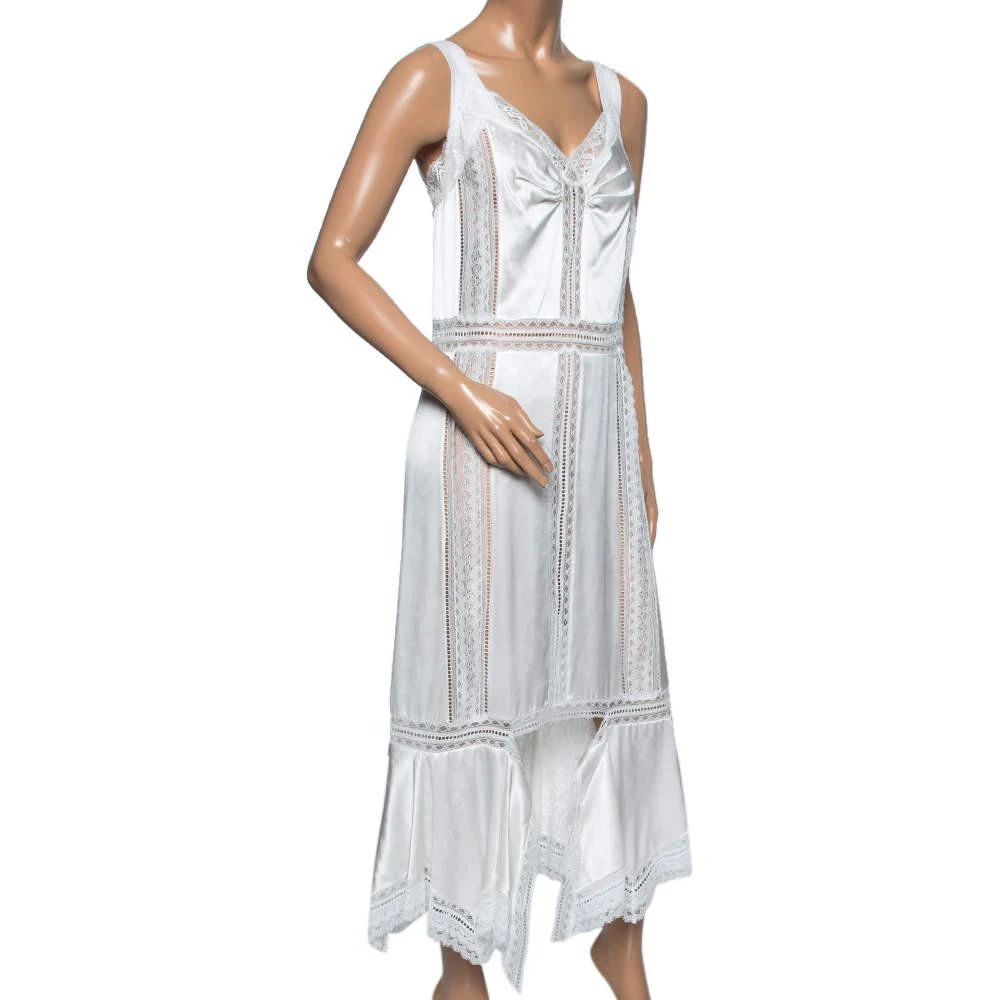商品[二手商品] Burberry|Burberry White Satin Silk & Chantilly Lace Sleeveless Slip Dress S,价格¥6802,第2张图片详细描述