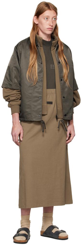 Brown Cotton Midi Skirt商品第4张图片规格展示