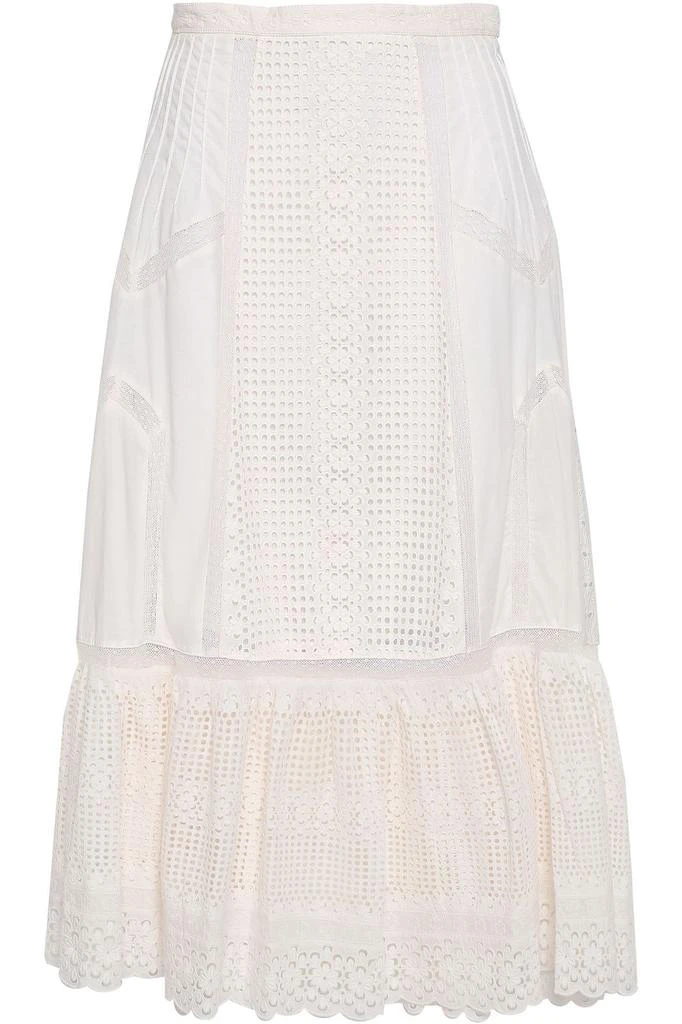 商品Zimmermann|Laelia broderie anglaise-paneled cotton midi skirt,价格¥2430,第1张图片