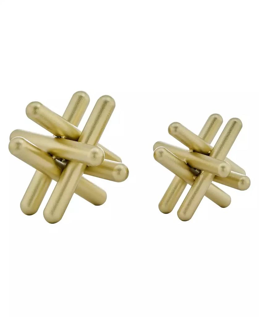 商品Danya B|Small and Medium 2-Piece Abstract Gold-Tone Finish Textured Metal Geometric Sculptures Set,价格¥489,第4张图片详细描述