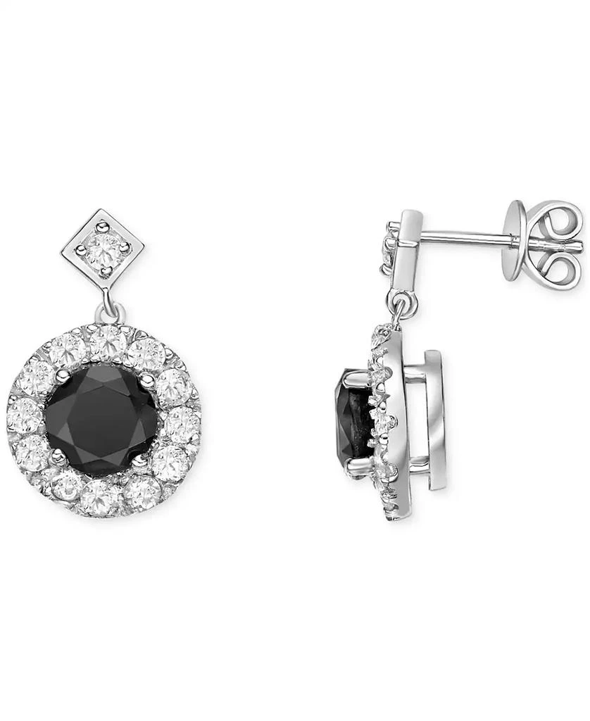 商品Macy's|Sapphire (2-1/10 ct. t.w.) & White Topaz (1-1/20 ct. t.w.) Halo Drop Earrings in Sterling Silver,价格¥1505,第1张图片