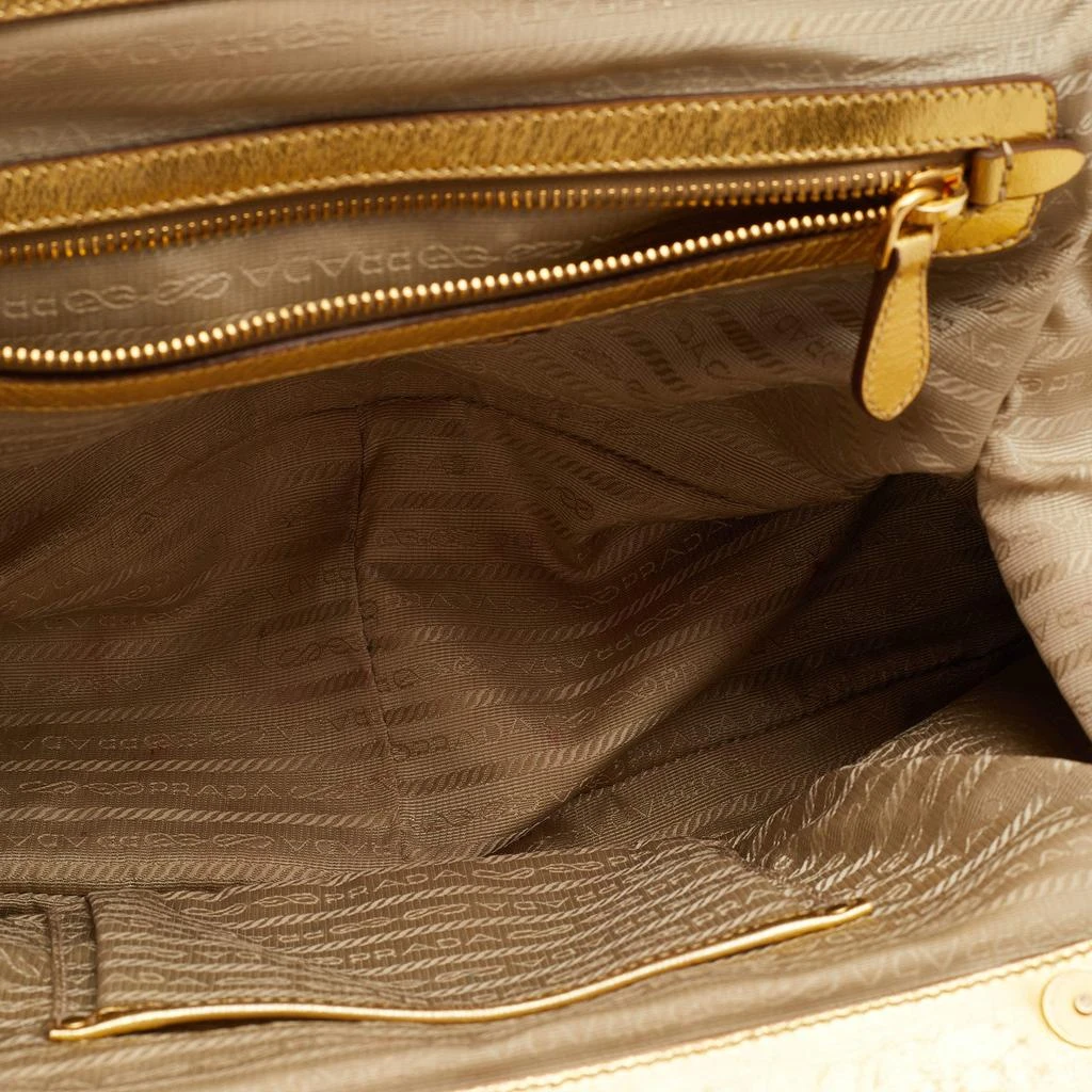 Prada Metallic Gold Woven Madras Leather Frame Satchel 商品