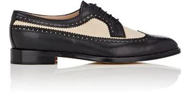 商品Manolo Blahnik|Lorenzabi Leather & Linen Oxfords,价格¥2372,第1张图片