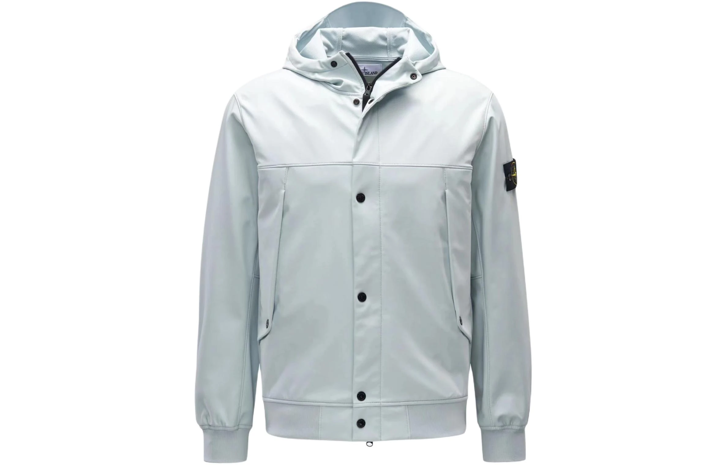 商品[国内直发] Stone Island|石头岛 SS24 SOFT SHELL软壳系列 纯色单排扣休闲连帽夹克 男款 天空蓝色,价格¥6089,第1张图片