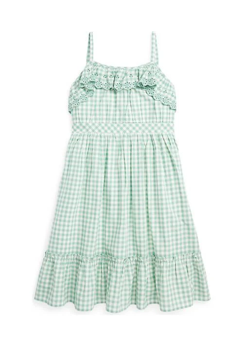 商品Ralph Lauren|Lauren Childrenswear Girls 7 16 Gingham Cotton Madras Dress,价格¥194,第1张图片