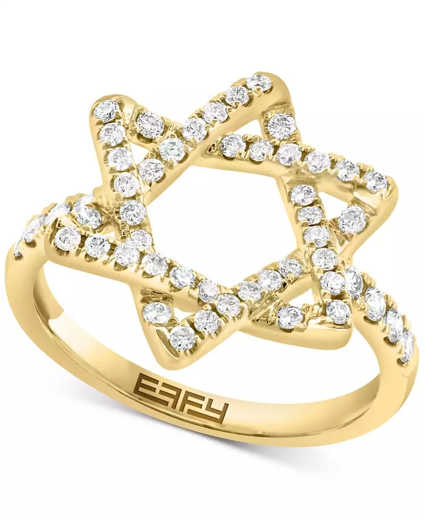 商品Effy|EFFY® Diamond Star of David Openwork Ring (1/2 ct. t.w.) in 14k Gold,价格¥7852,第1张图片