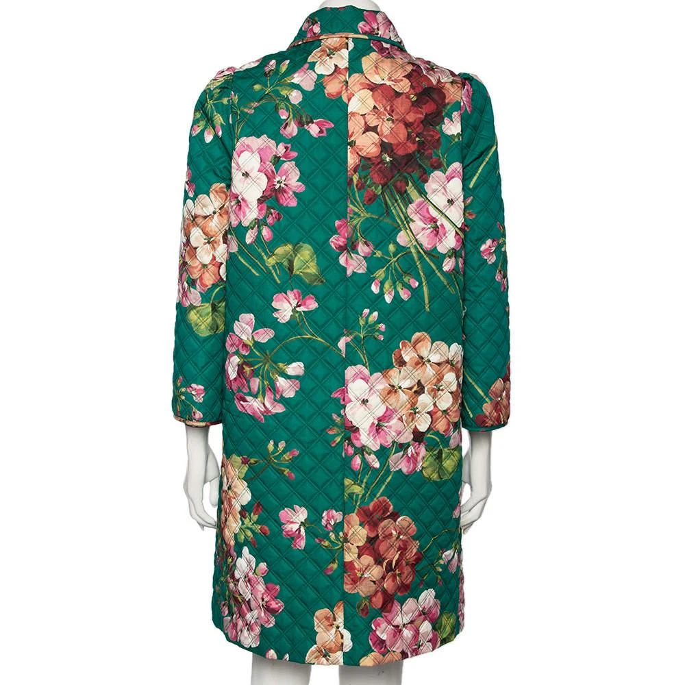 商品[二手商品] Gucci|Gucci Green Floral Printed Quilted Cotton Button Front Coat M,价格¥9207,第4张图片详细描述