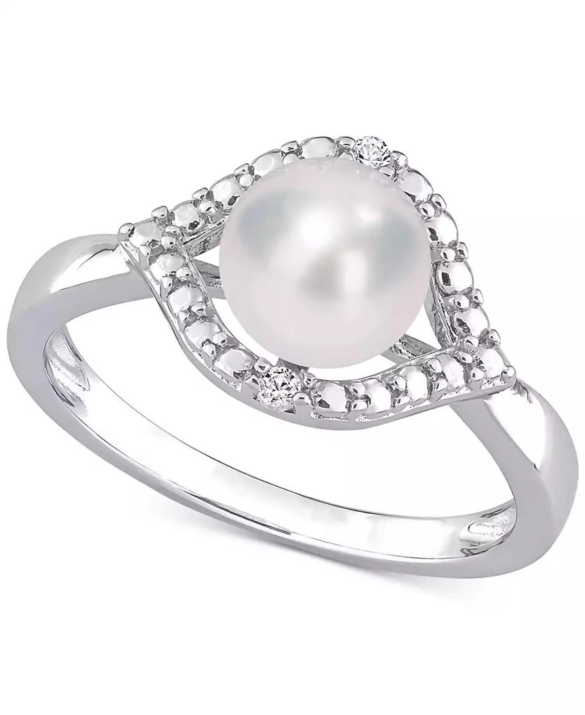 商品Macy's|Cultured Freshwater Pearl (7mm) & Lab-Created White Sapphire Accent Ring in Sterling Silver,价格¥593,第1张图片