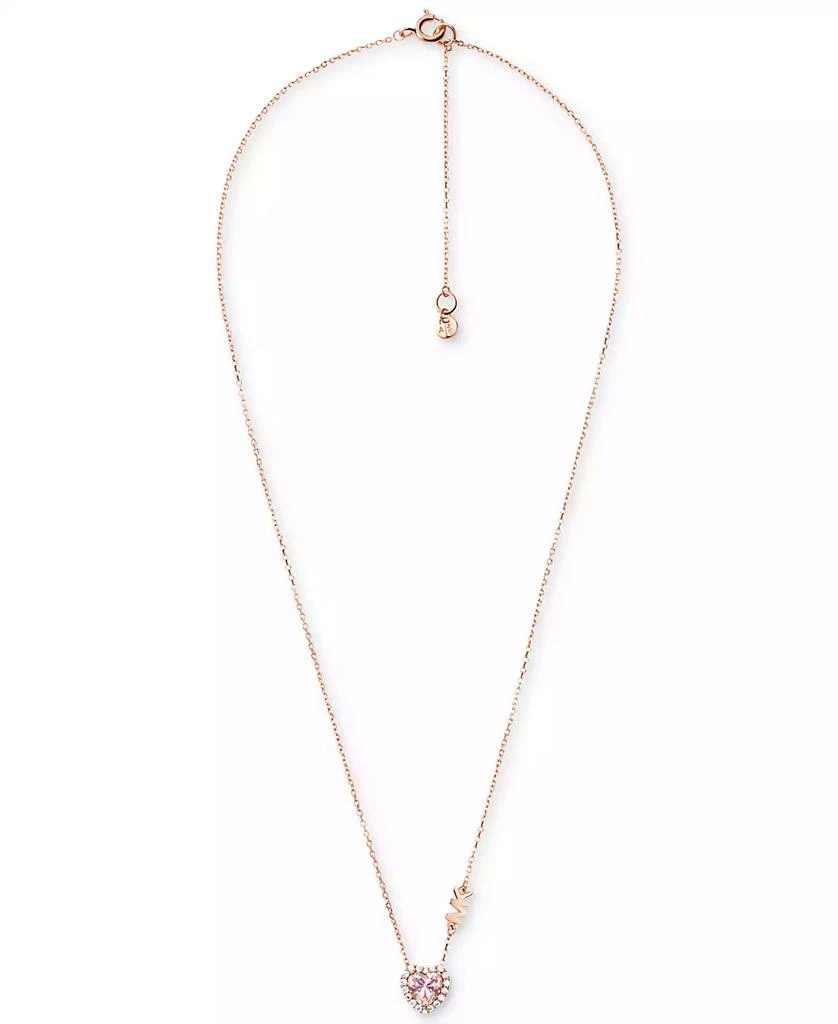 商品Michael Kors|14k Rose Gold-Plated Sterling Silver Crystal Heart Halo Pendant Necklace, 16" + 2" extender,价格¥935,第2张图片详细描述