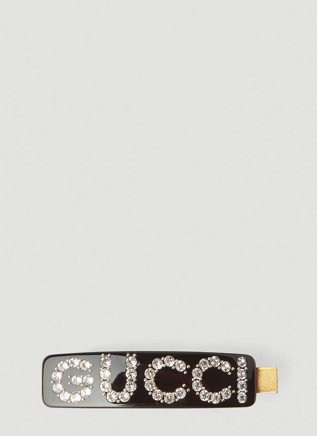 商品Gucci|Crystal-Logo Single Hair Clip in Black,价格¥3085,第1张图片