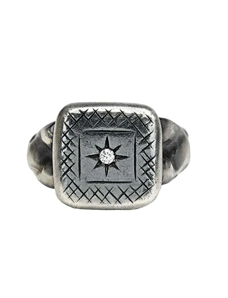 商品Bottega Veneta|Bottega Veneta Men's Cubic Zirconia Studded Silver Ring,价格¥1384,第1张图片