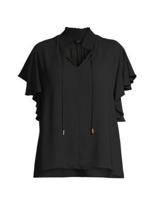 商品Tahari|Plus Flutter Sleeve Blouse,价格¥144,第5张图片详细描述