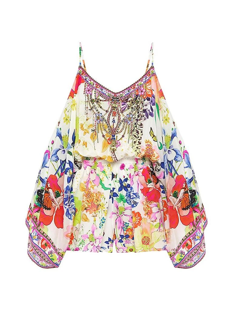 商品Camilla|Silk Floral Drop-Shoulder Romper,价格¥1684,第1张图片