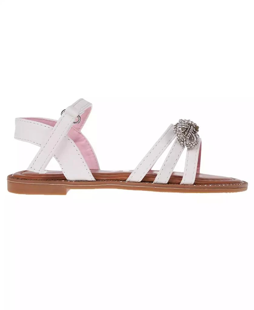 商品Bebe|Big Girl's Strappy Sandal with Cute Rhinestone Tubular Bow Polyurethane Sandals,价格¥127,第2张图片详细描述