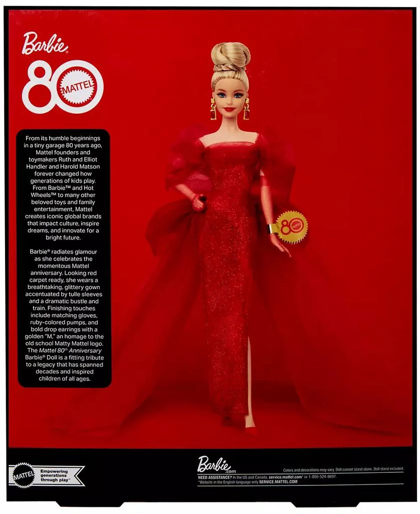 商品Barbie|Mattel 80th Anniversary Barbie Doll,价格¥431,第4张图片详细描述