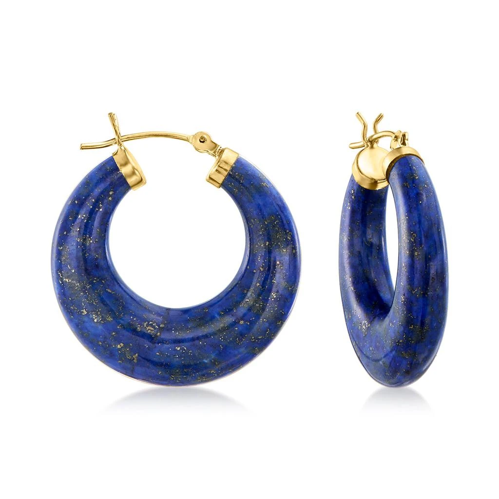 商品Ross-Simons|Ross-Simons Jade Hoop Earrings With 14kt Yellow Gold,价格¥2374,第1张图片
