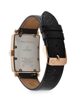 ​Avenue Of Americas 25MM Ion Plated Rose Goldtone Stainless Steel & Leather Strap Watch商品第3张图片规格展示