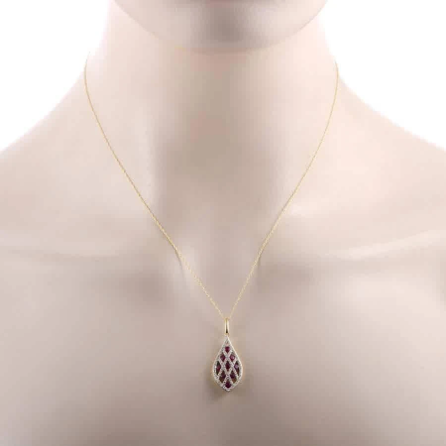 商品LB Exclusive|14K Yellow Gold Diamond and Ruby Pendant Necklace,价格¥3727,第2张图片详细描述