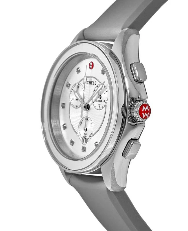 商品Michele|Michele White Silver Dial Silicone Strap Women's Watch MWW27E000004,价格¥2841,第2张图片详细描述