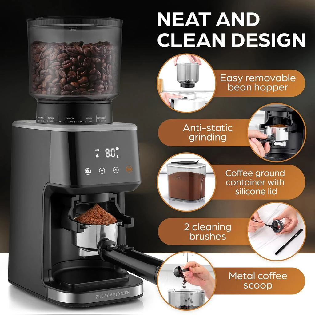 商品Zulay Kitchen|Adjustable Burr Coffee Grinder,价格¥1180,第4张图片详细描述