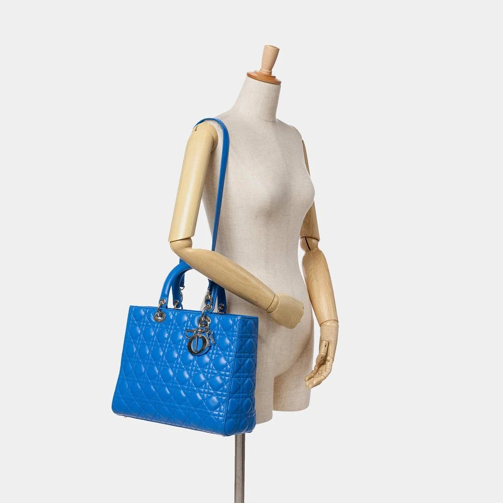 商品[二手商品] Dior|Dior Blue Lambskin Cannage Large  Lady Dior,价格¥20865,第4张图片详细描述
