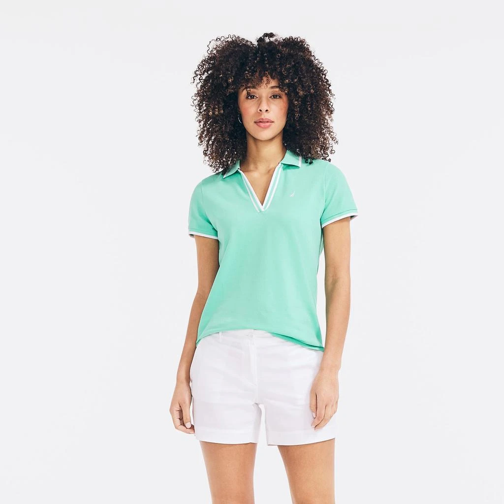 Womens Sustainably Crafted Ocean Split-Neck Polo 商品