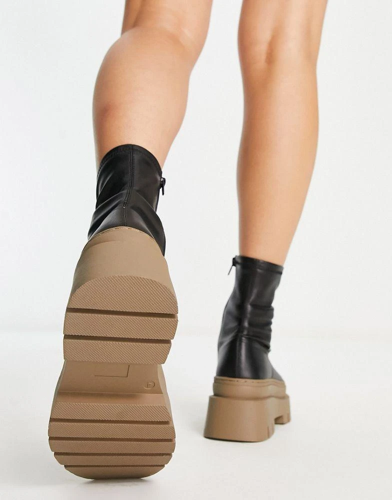 商品ASOS|ASOS DESIGN Atlas chunky sock boots in black with tan sole,价格¥218,第2张图片详细描述