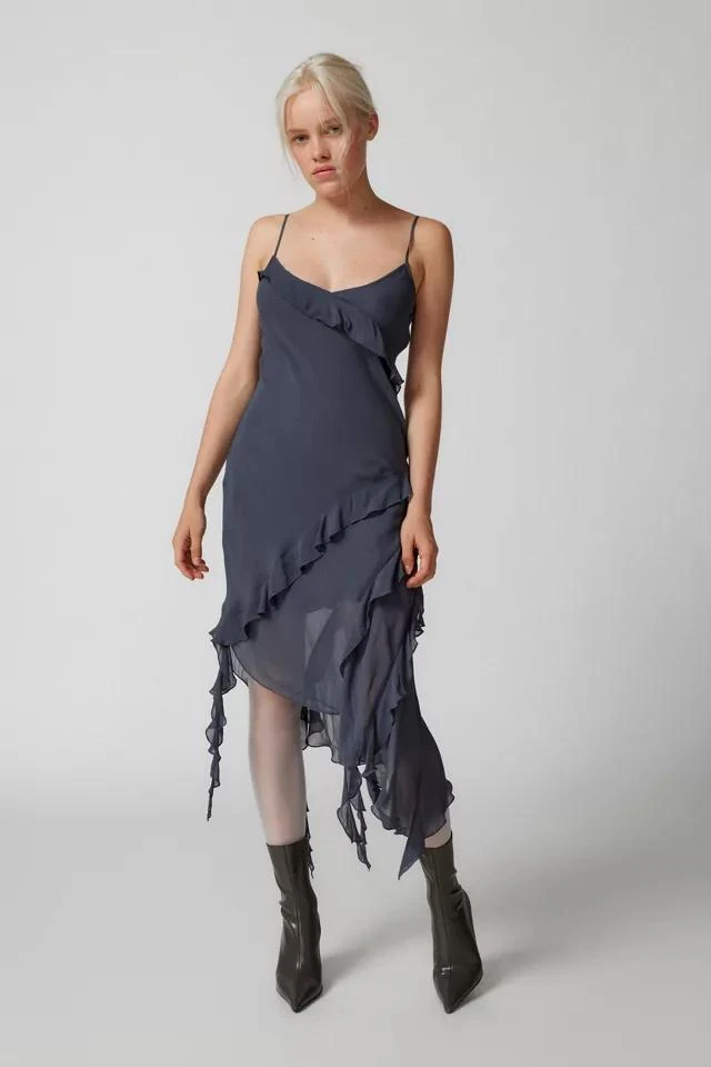 商品Urban Outfitters|UO Dita Asymmetrical Ruffle Midi Dress,价格¥601,第1张图片详细描述