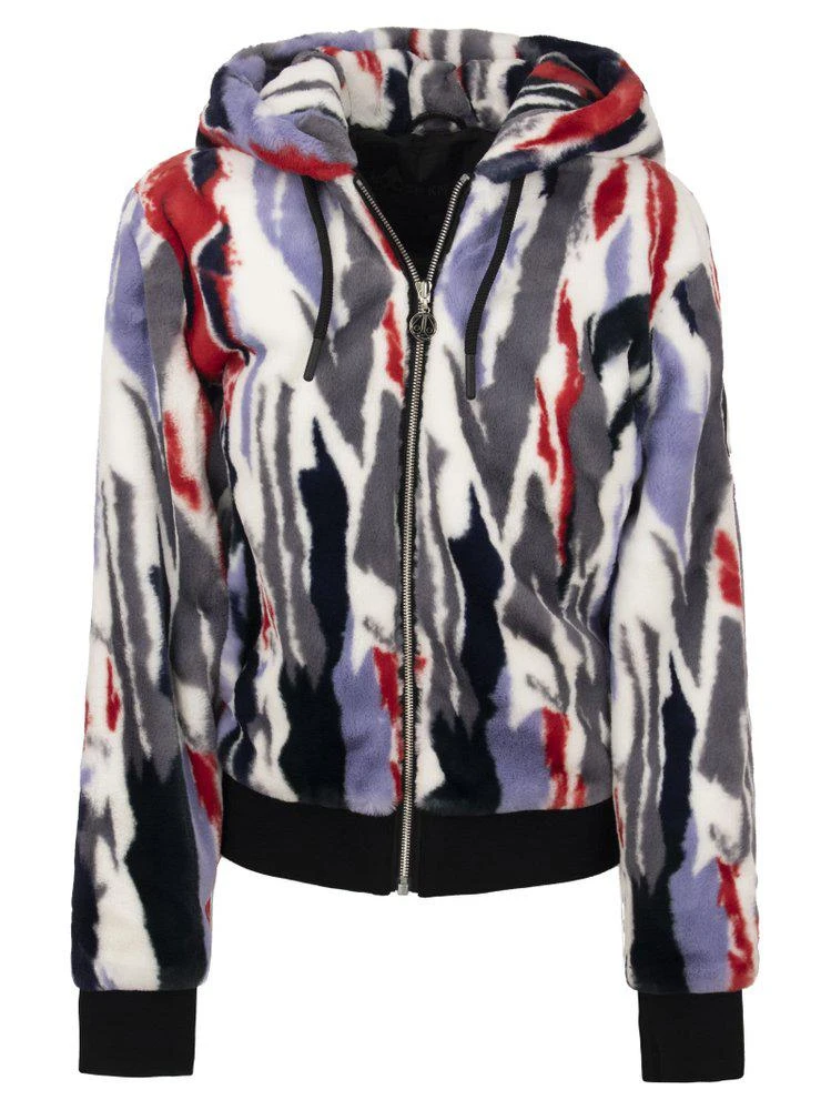 商品Moose Knuckles|Moose Knuckles Abstract Jacquard Pattern Faux Fur Hoodie,价格¥2707,第1张图片