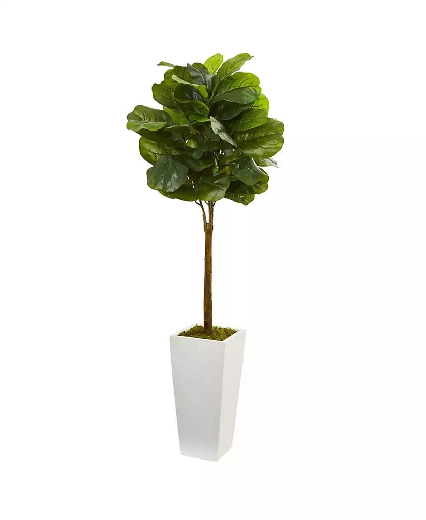 商品NEARLY NATURAL|4' Fiddle Leaf Artificial Tree in White Tower Planter,价格¥847,第1张图片