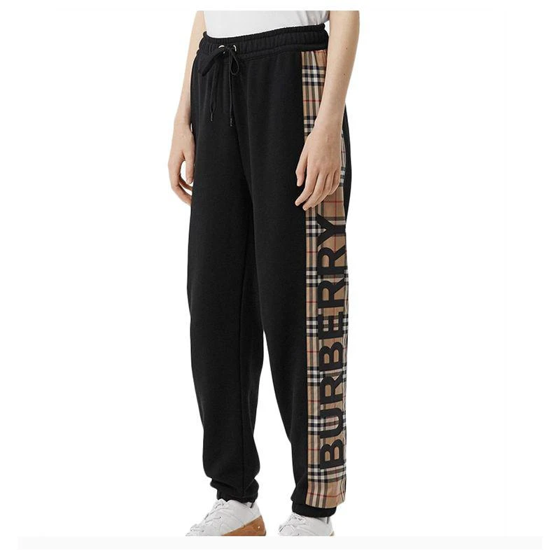 商品Burberry|香港直发Burberry 巴宝莉 女士黑色拼格纹运动裤 8024541,价格¥5827,第10张图片详细描述