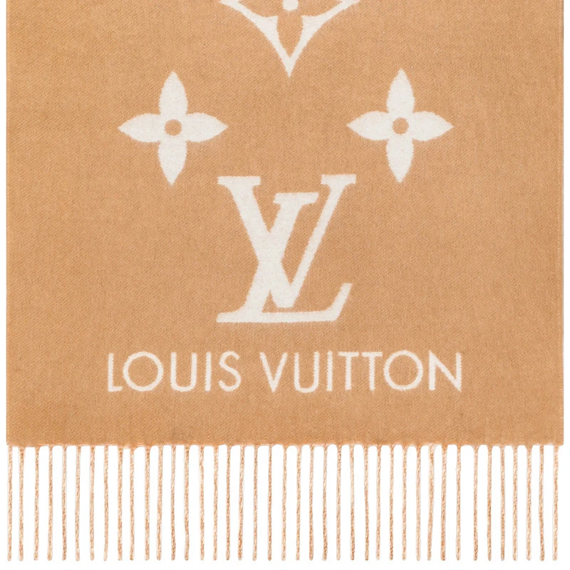 商品Louis Vuitton|【现货】 路易威登 REYKJAVIK GRADIENT系列 女士渐变色羊绒花朵和字母印花围巾M73675,价格¥7217,第5张图片详细描述