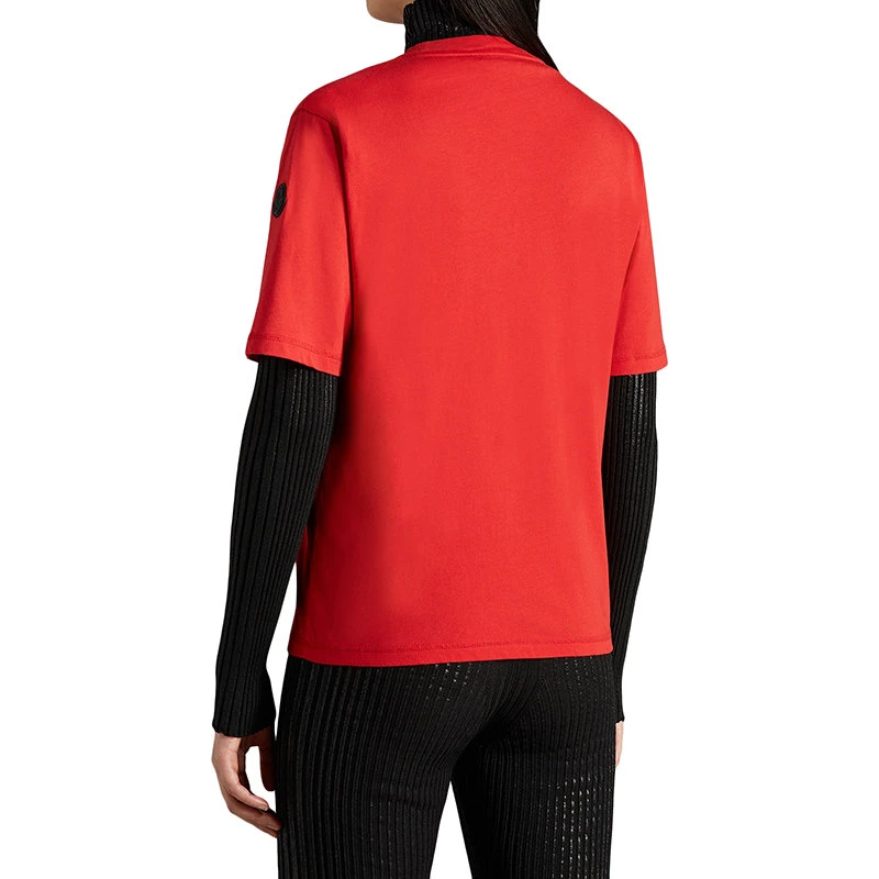 商品Moncler|【预售3-7天】Moncler/蒙克莱 22年秋冬新款 女士真红色纯棉刺绣标志短袖T恤H20938C00017829H8463,价格¥1948,第6张图片详细描述