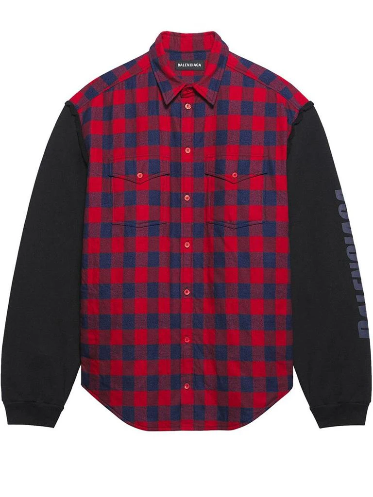 商品Balenciaga|BALENCIAGA Patched Chequered Sleeve Shirt,价格¥4349,第1张图片